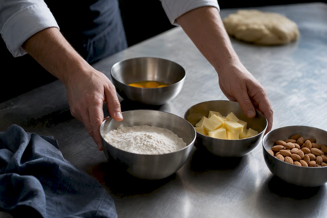 Ingrédients du panettone triés dans un atelier