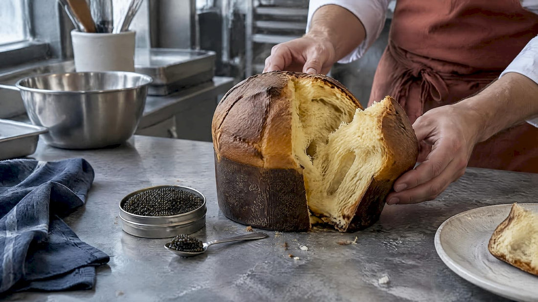Panettone au levain avec caviar