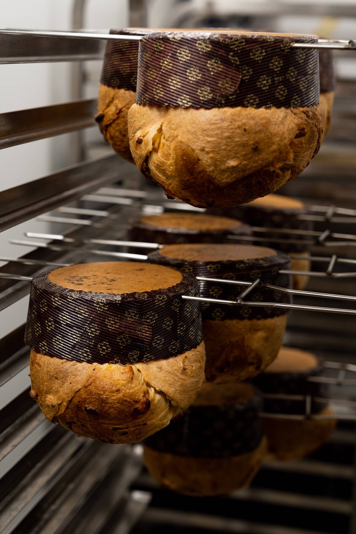Gros plan sur les grains de poivre et la croûte grainée du panettone salé Christophe Louie